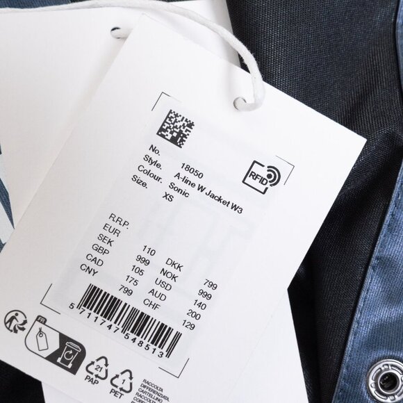 RAINS A-Line Waterproof Hooded Rain Jacket in Sonic Blue Metallic XS - Picture 6 of 15